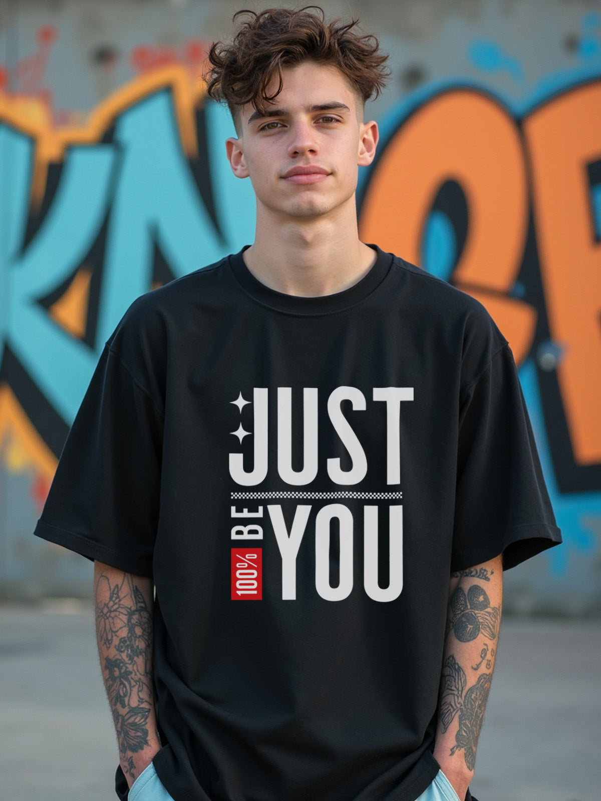 Men's Black Just Be You Oversized Classic T-Shirt