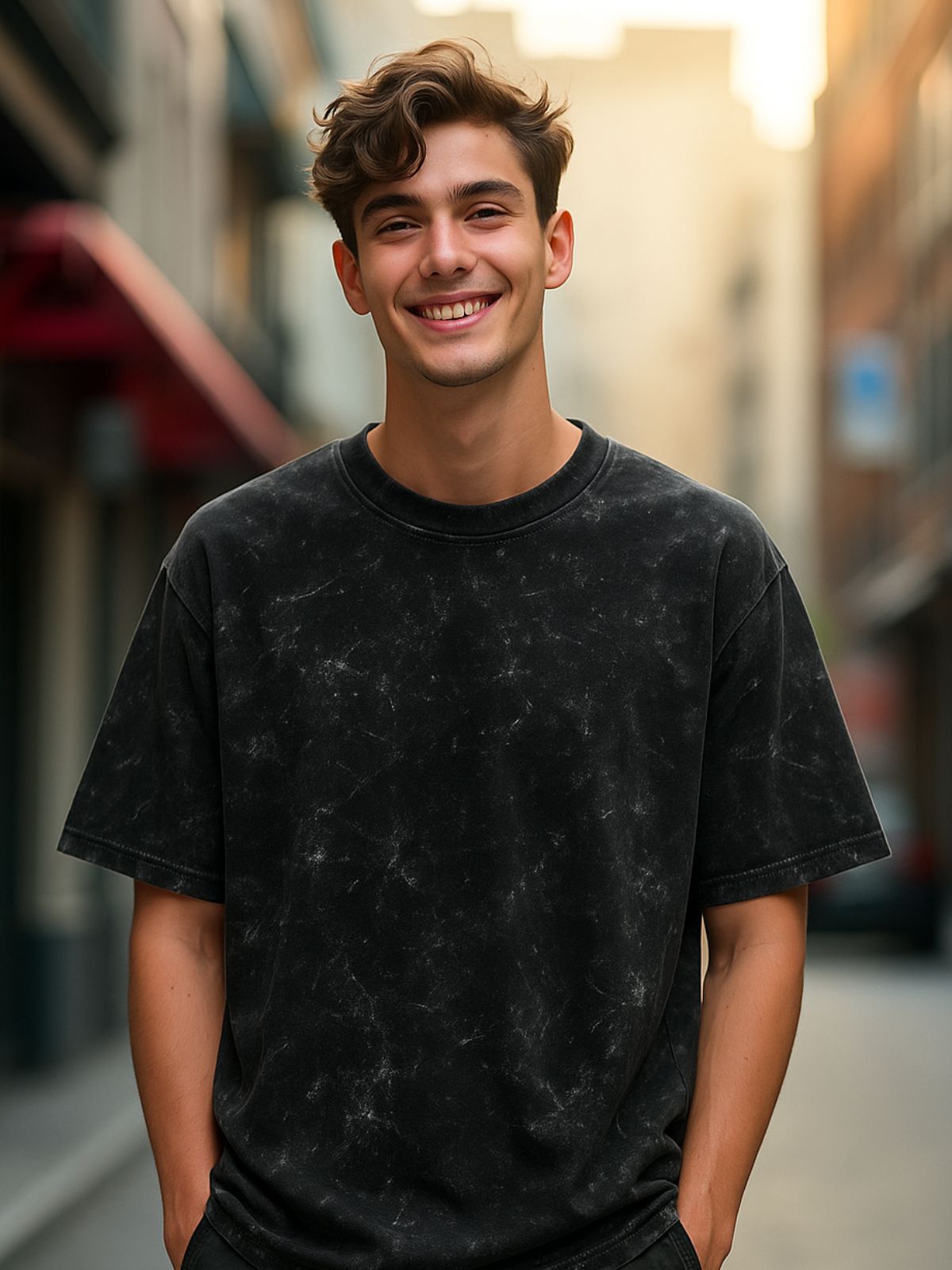 Oversized Acid Wash Round Neck T-Shirt