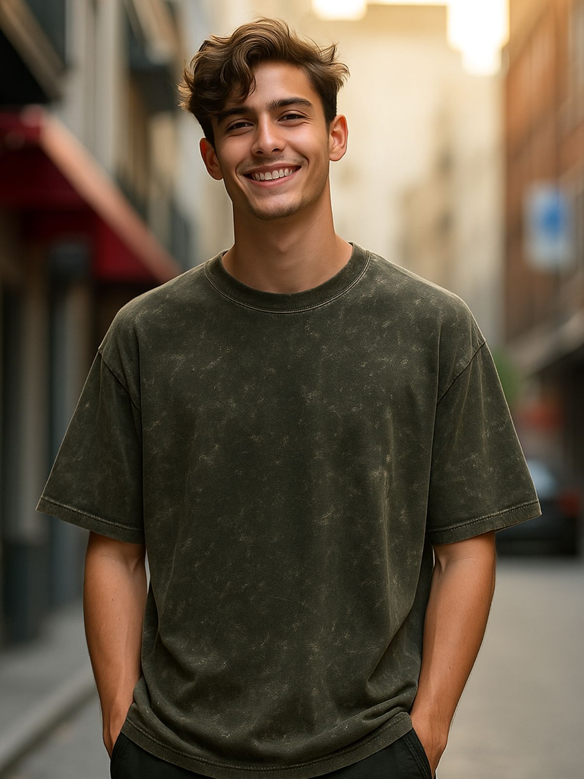 Oversized Acid Wash Round Neck T-Shirt